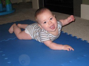 Ryan practices his crawling