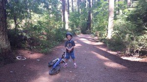Biking through the woods